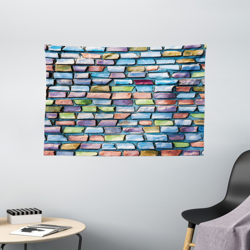 Colored Mosaic Walls Wide Tapestry