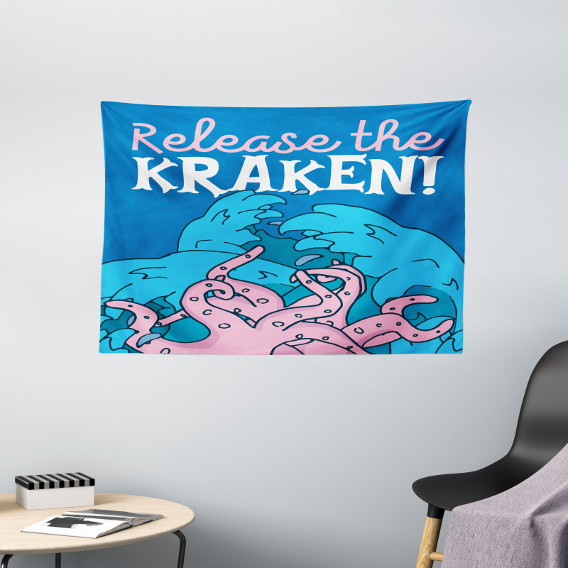 Kraken Motivation Words Wide Tapestry