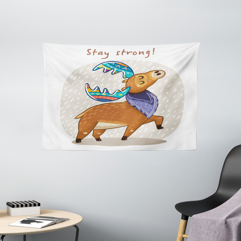 Colorful Fun Boho Deer Wide Tapestry