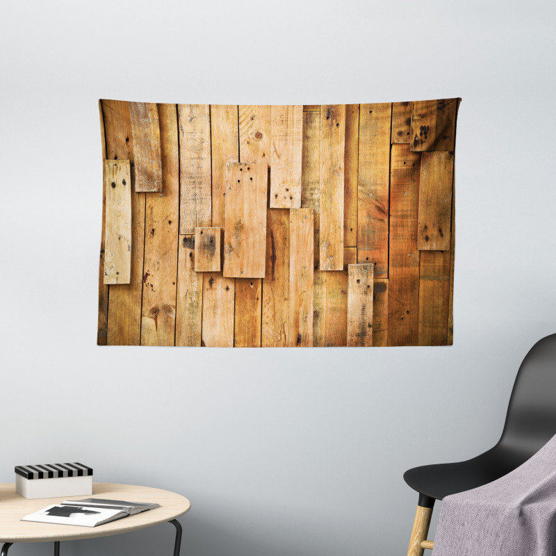 Lodge Wall Planks Print Wide Tapestry
