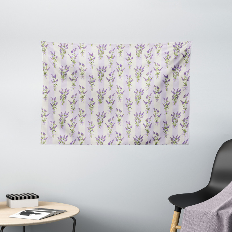 Stripes and Flowers Wide Tapestry