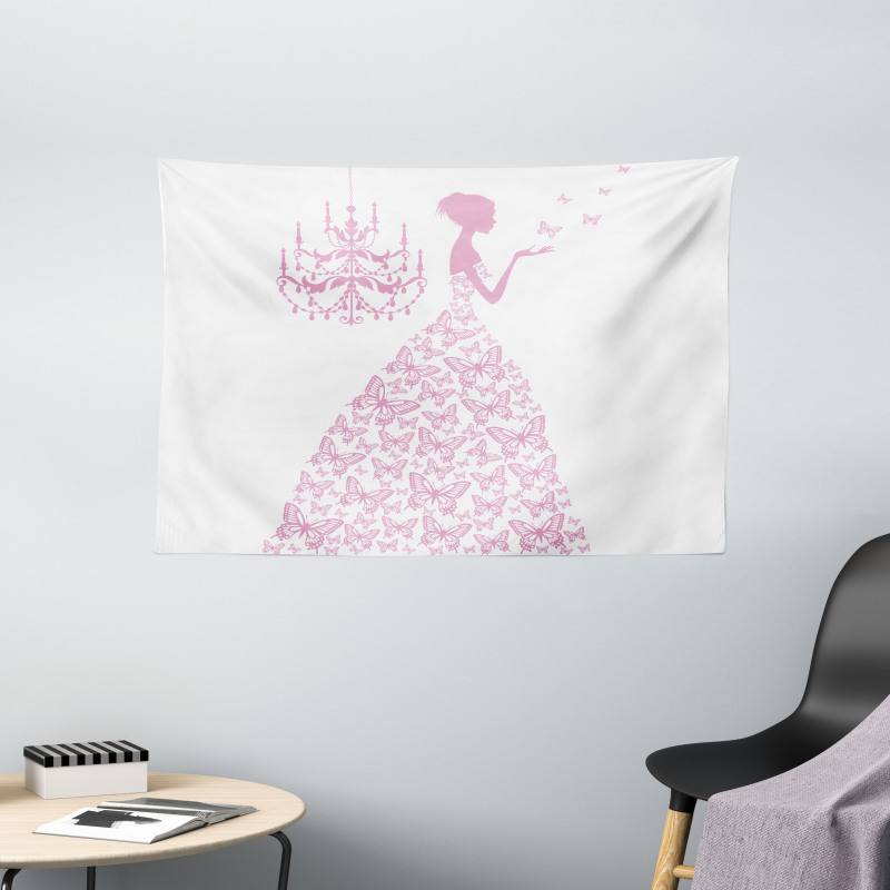 Princess with Butterflies Gown Wide Tapestry