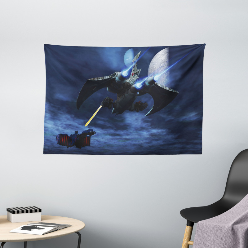 Spaceship Laser Beam Wide Tapestry