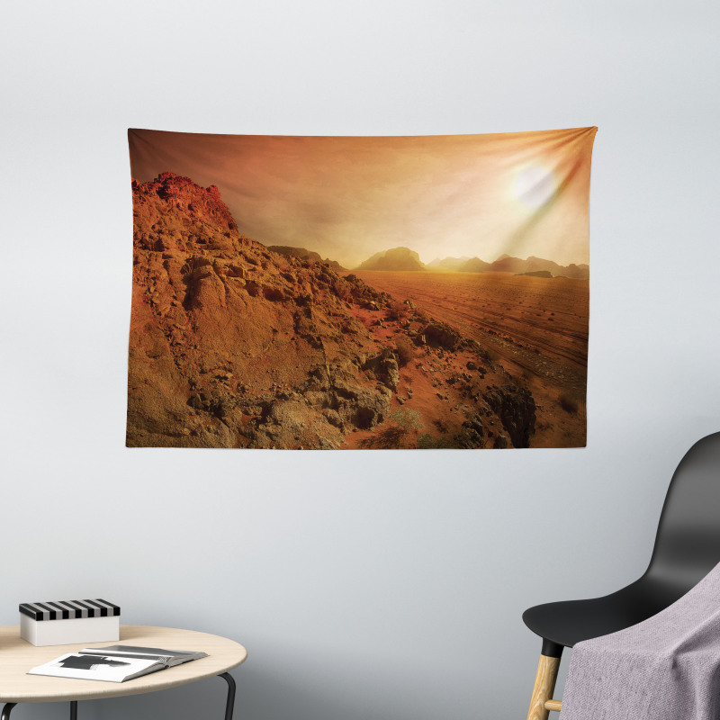 Space Clash Landscape Wide Tapestry