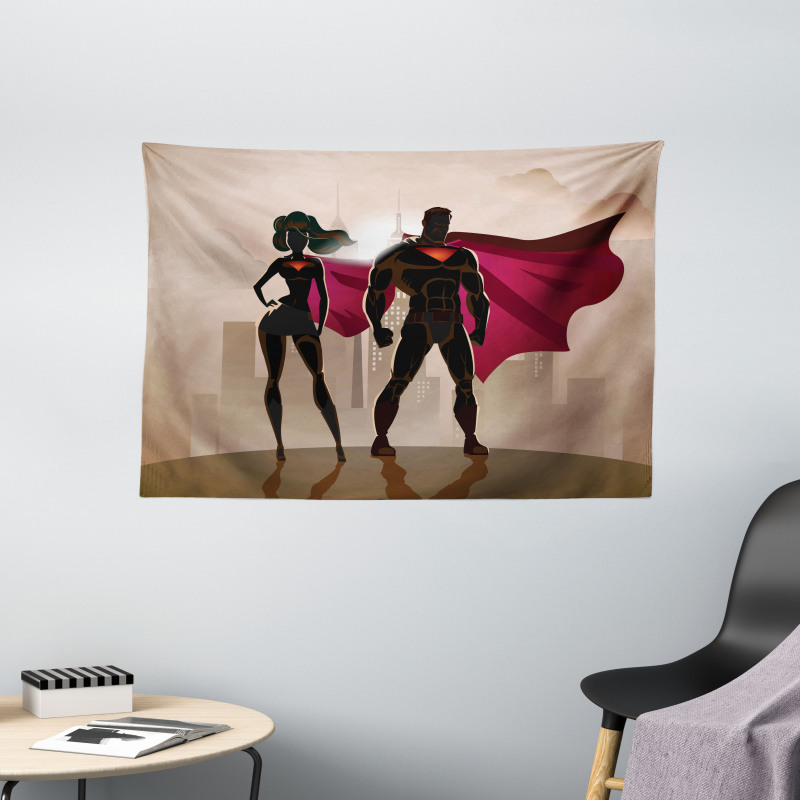 City Hero Hot Couple Wide Tapestry