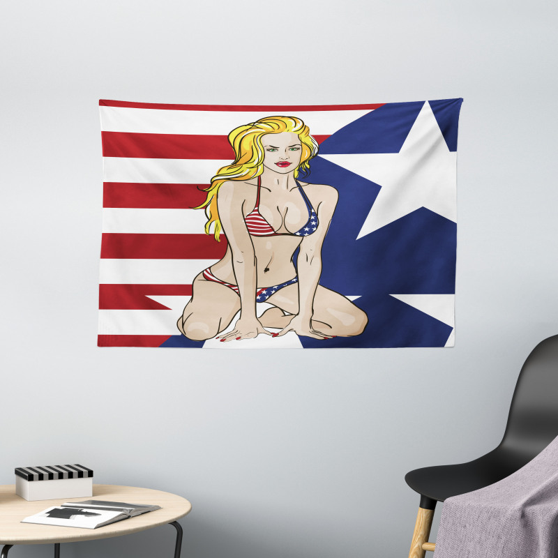 Blonde USA BEauty Wide Tapestry