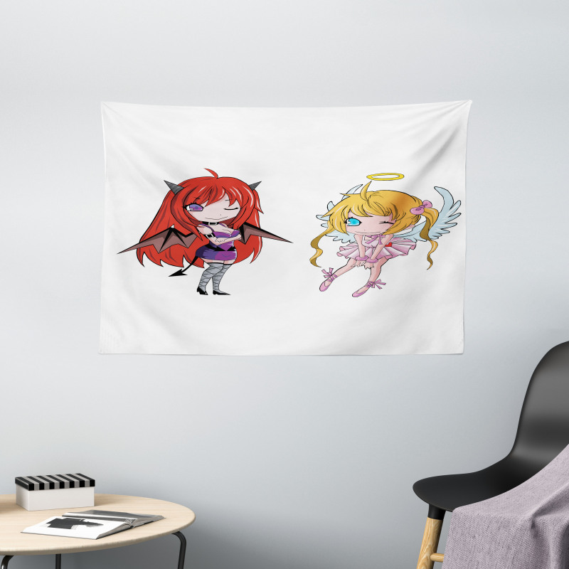 Japanese Fairytale Art Wide Tapestry