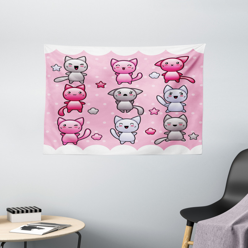 Funny Japanese Doodle Wide Tapestry