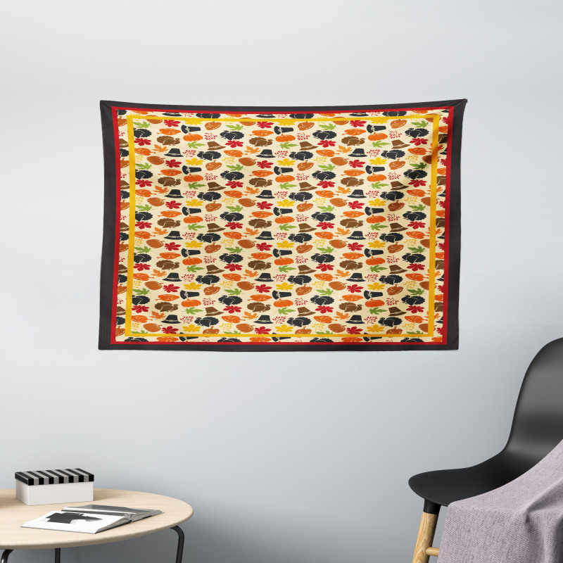 Pilgrims Hat Fall Wide Tapestry