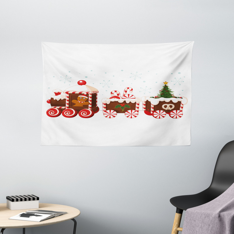 Gingerbread Train Wide Tapestry