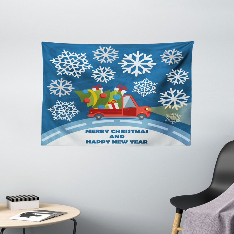 Happy New Year Truck Wide Tapestry