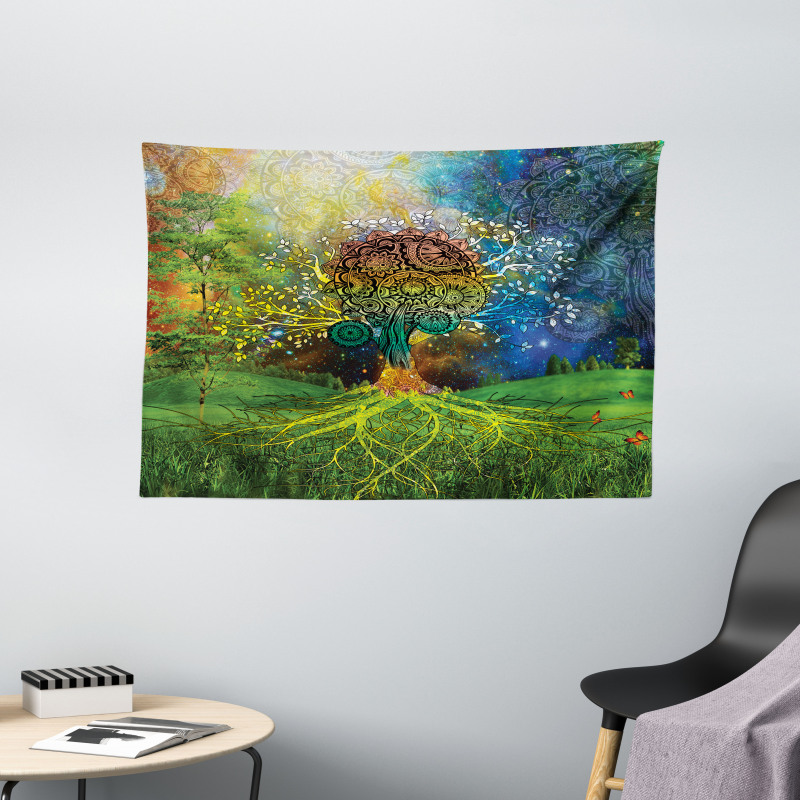 Mother Earth Theme Wide Tapestry