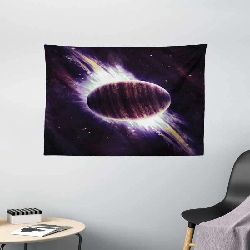 Trippy Planet Cosmos Wide Tapestry