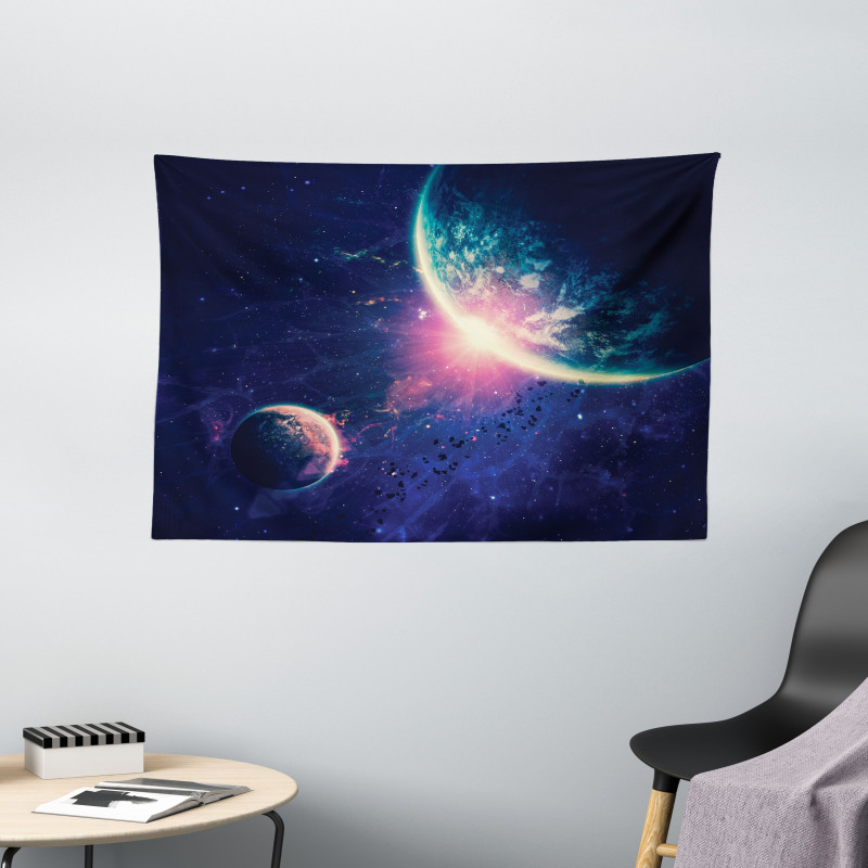 Outer Space Mars Planets Wide Tapestry
