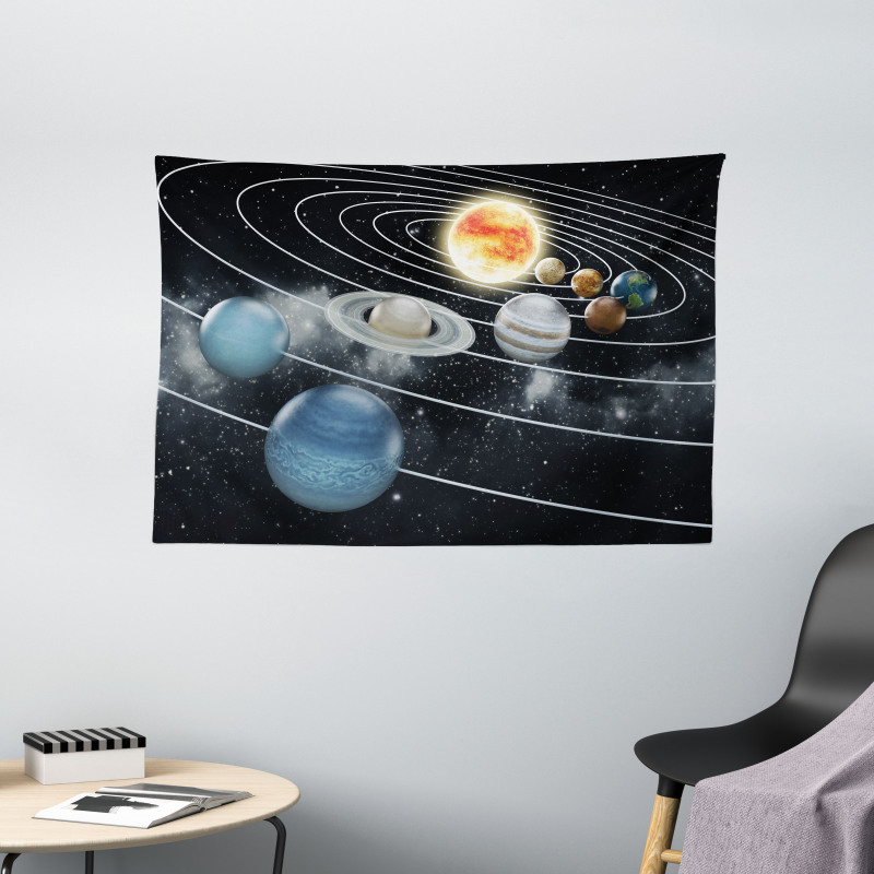 Solar System Sun Planets Wide Tapestry
