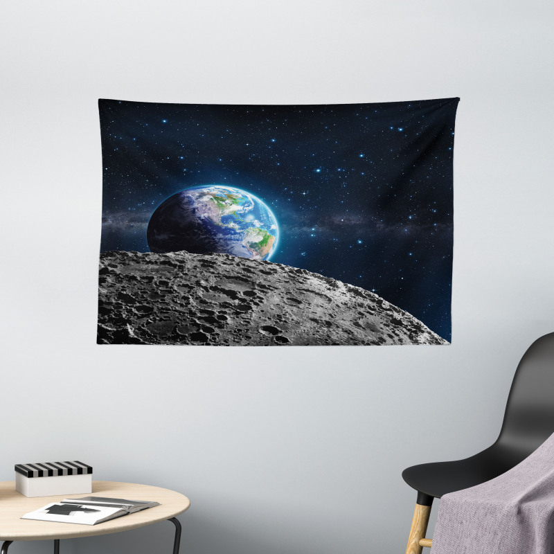 Moon Surface Luna Design Wide Tapestry