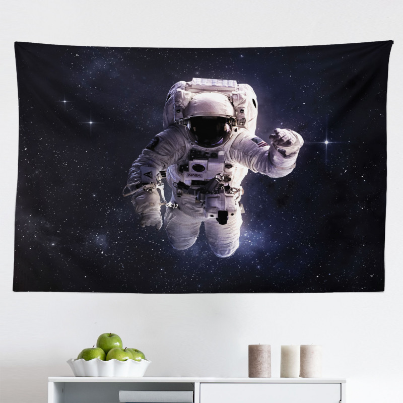 Insanlar Mikrofiber Geniş Duvar Halısı Uzaydaki Astronot Fotoğraflı Desen