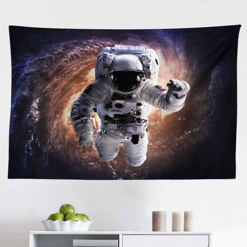 Insanlar Mikrofiber Geniş Duvar Halısı Uzay ve Astronot Fotoğrafı