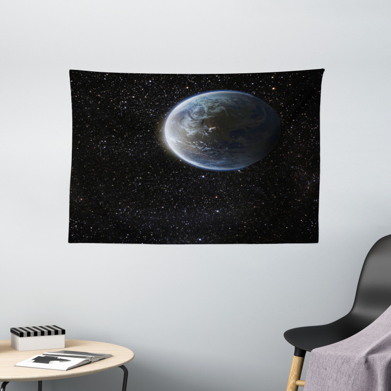Moon Planet Earth Cosmos Wide Tapestry