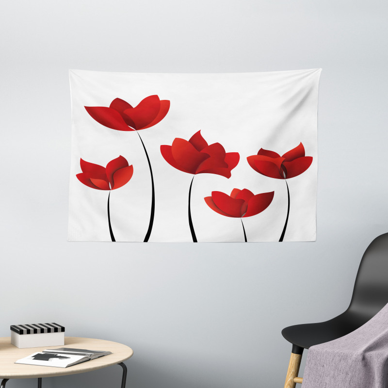 Vivid Rose Flower Petal Wide Tapestry