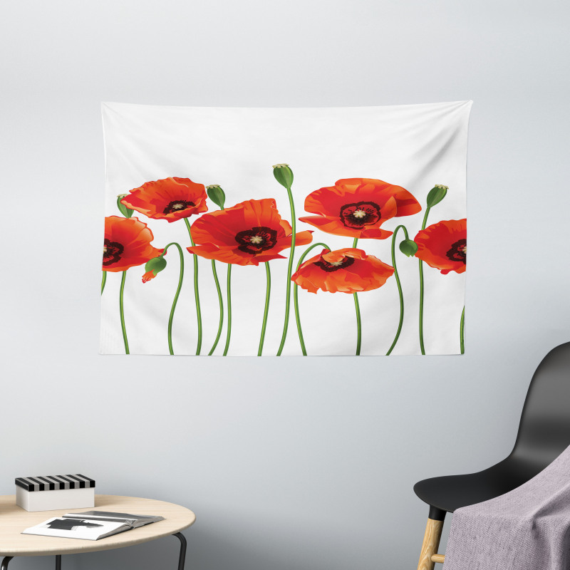 Pastoral Flowers Botany Wide Tapestry