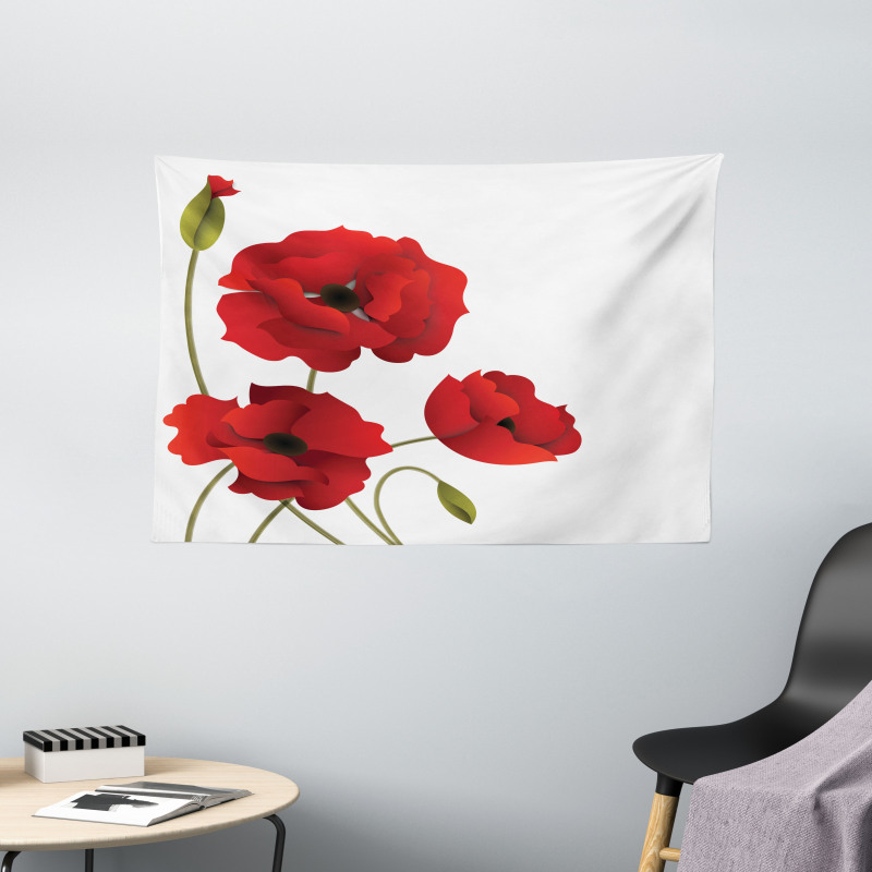 Flowers Petals and Buds Wide Tapestry