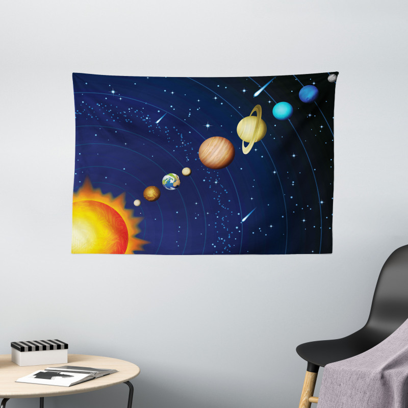 Solar System with Sun Wide Tapestry