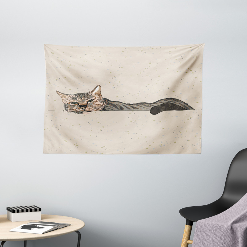 Lazt Sleepy Cat Wide Tapestry