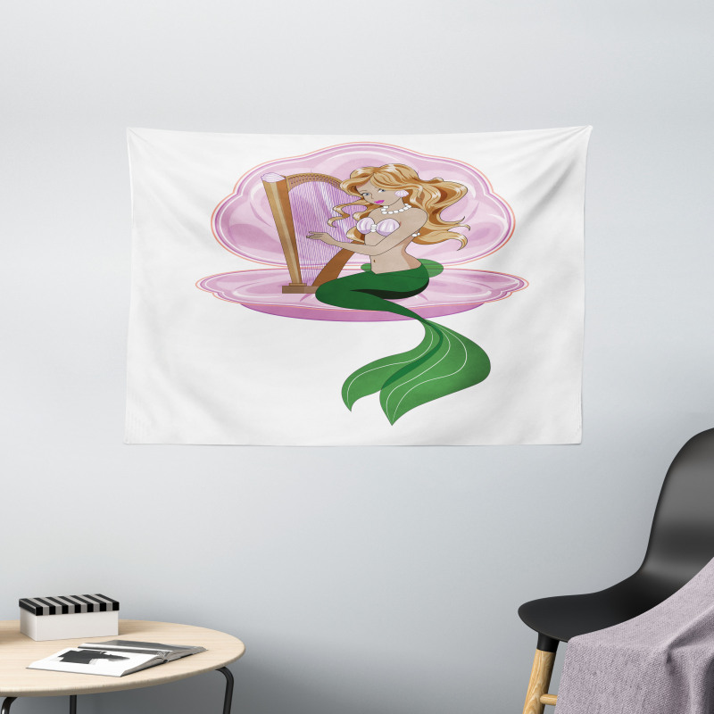 Fairytale Mermaid Art Wide Tapestry