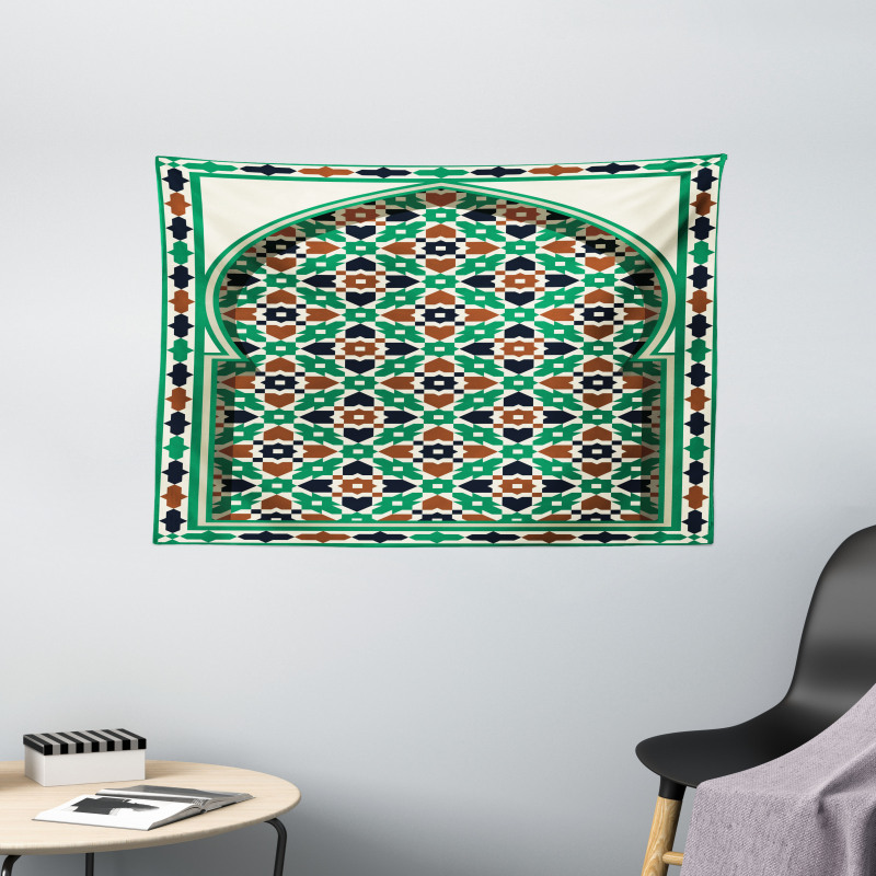 Moroccan Arch with Floral Wide Tapestry