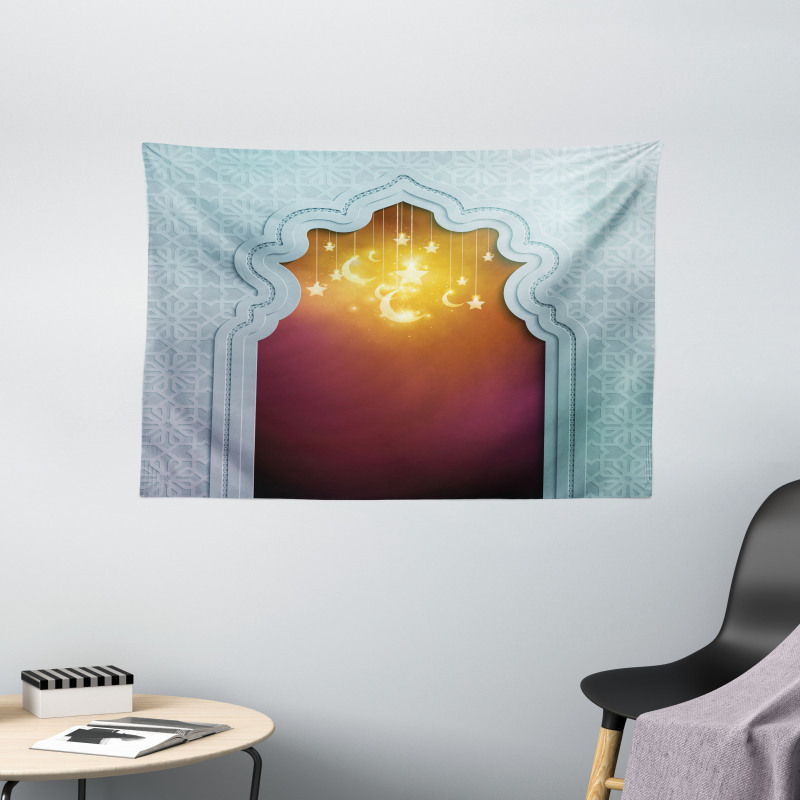 Arabic Signs and Stars Wide Tapestry