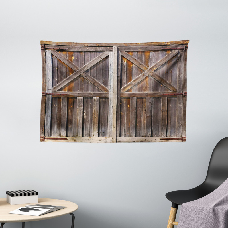 Old Wooden Warehouse Wide Tapestry