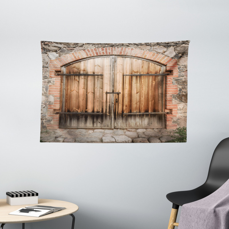 Tuscany Stone House Wide Tapestry