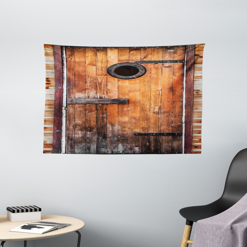 Pine Wood Windows Wide Tapestry