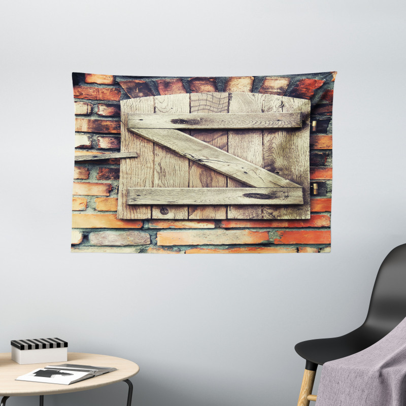 Natural Red Brick House Wide Tapestry