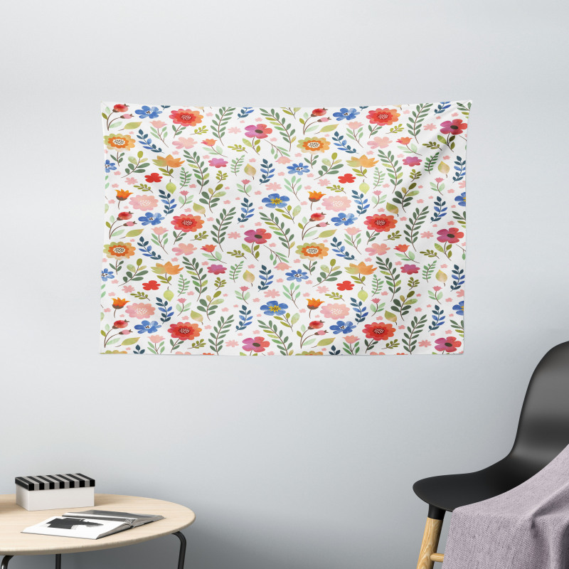 Soft Colored Floret Wide Tapestry