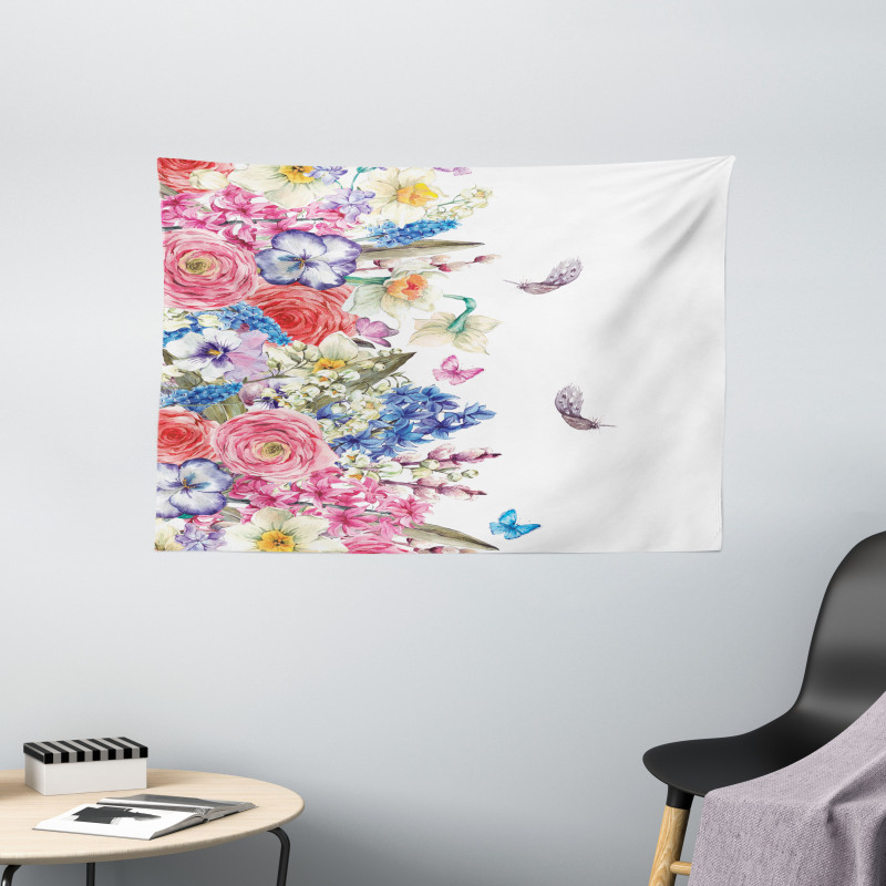 Vivid Floral Nature Wide Tapestry