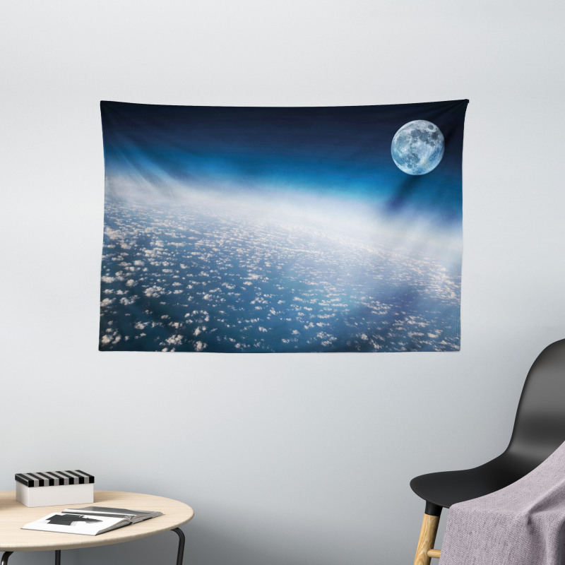 Planet Earth and Moon Wide Tapestry