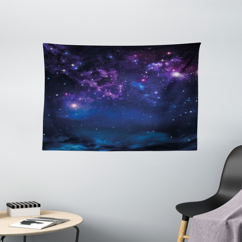 Milky Way Themed Stars Wide Tapestry