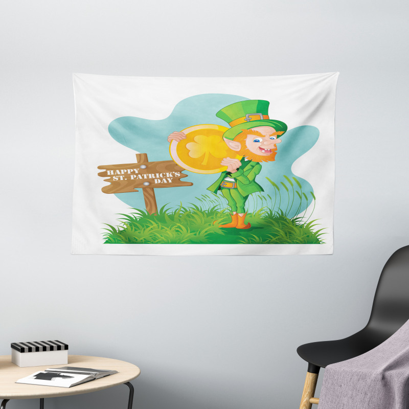 Shamrock Coin Wide Tapestry