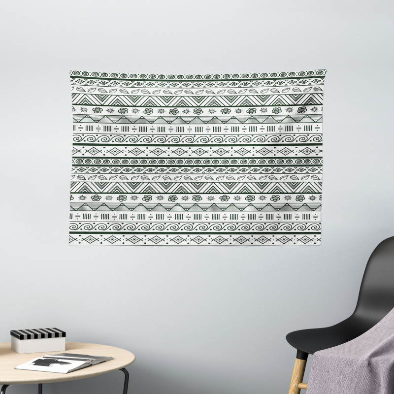 Aztec Patterns Wide Tapestry