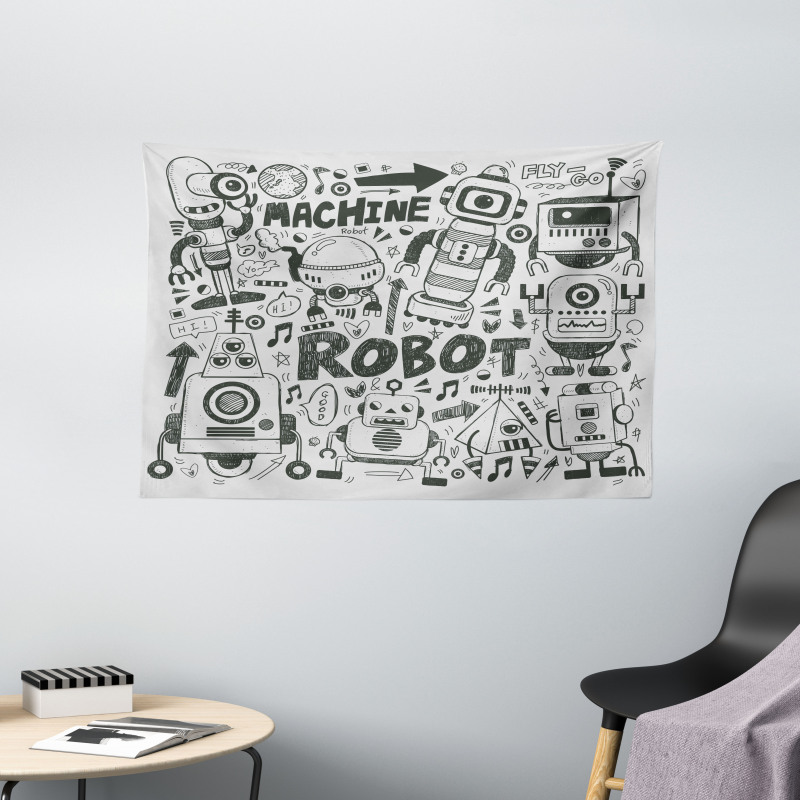 Space Geek Theme Sci Fi Wide Tapestry