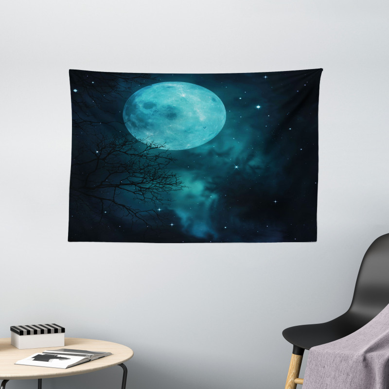 Outer World Cosmos Moon Wide Tapestry