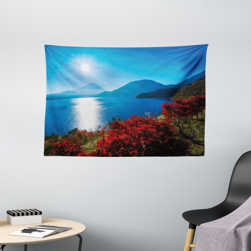 Sunny Autumn Mountain Wide Tapestry
