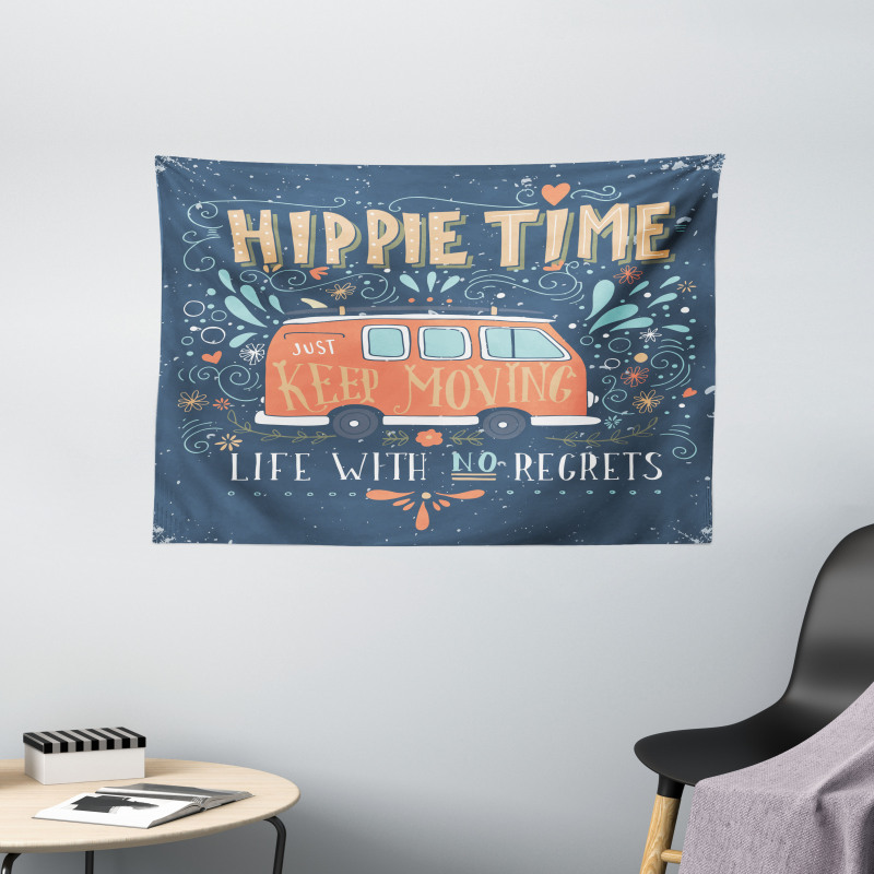 Hippie Words Wide Tapestry
