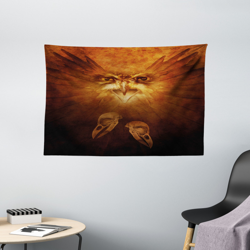 Hawk Eagle Face Claws Wide Tapestry