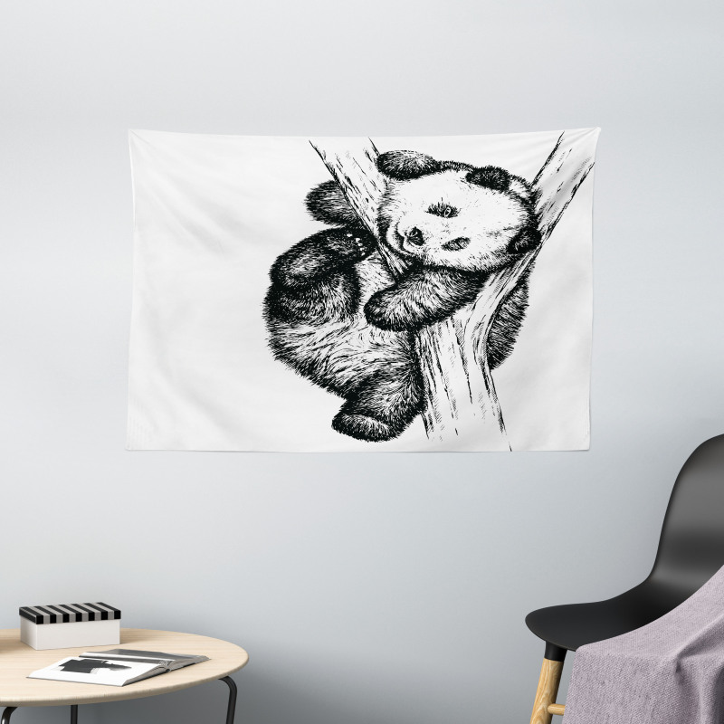 Little Panda Bear Wide Tapestry