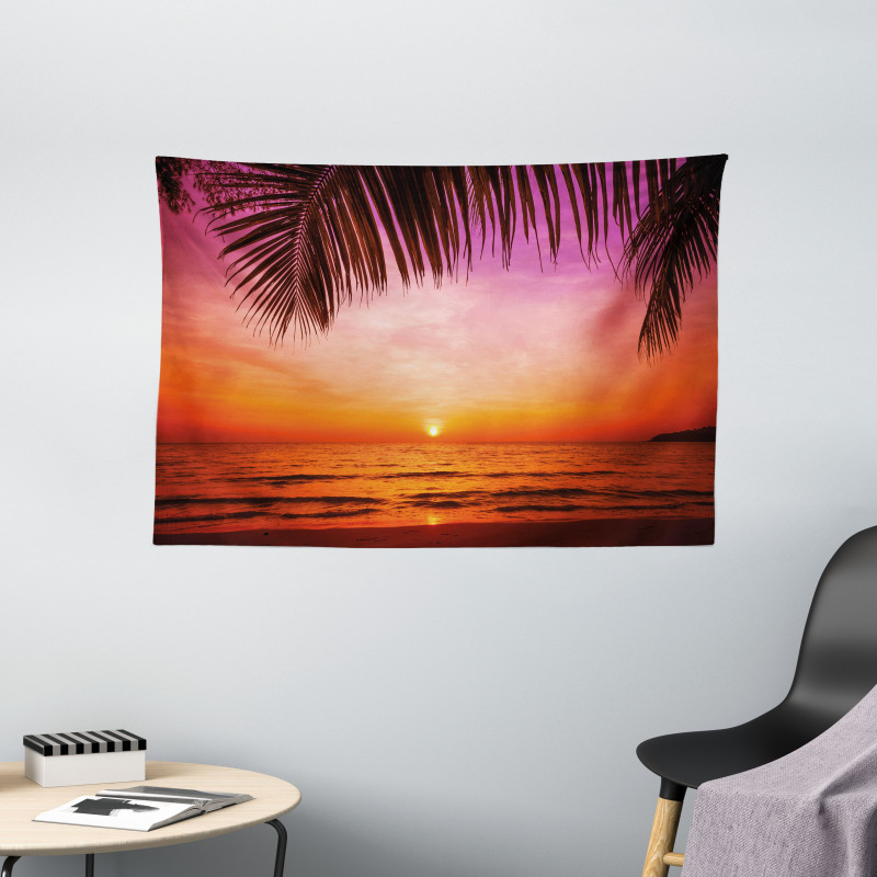 Coconut Palm Tree Leaf Wide Tapestry