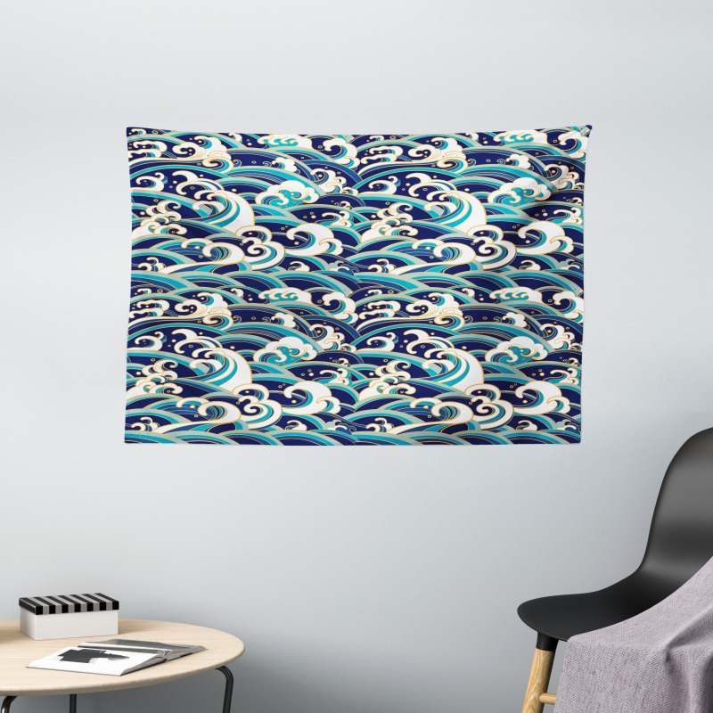 Ocean Waves Pattern Wide Tapestry