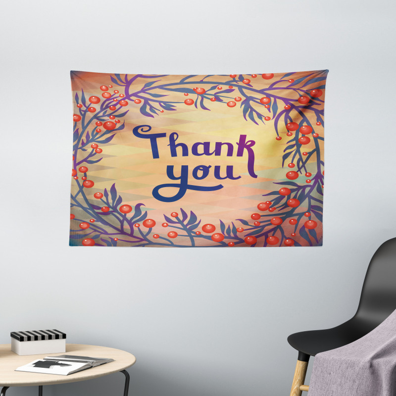 Christmas Theme Flowers Wide Tapestry